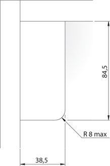 Присадочные размеры мебельного навеса  LIBRA H11 для задней стенки